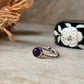 Amethyst Round Tribal Engraved Adjustable 925 Sterling Silver Ring