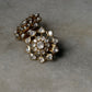 925 Sterling Silver Gold Plated Antique Moissanite Polki Earrings showcasing intricate floral design with sparkling stones.