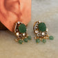 925 Sterling Silver Gold Plated Green Onyx Studs Earrings