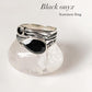 Rustic Silver Ring Featuring Black Onyx Pear Cut