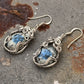 925 Sterling Silver Jasper Hook Wire Wrap Handcrafted Spiral Earrings