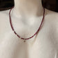 925 Sterling Silver Garnet Box 2mm Flower Charm Necklace
