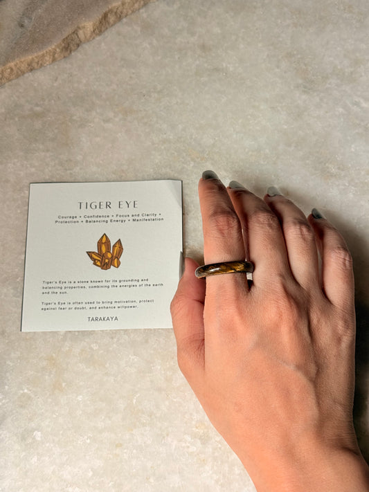 Natural Crystal Tiger Eye Band Ring