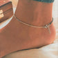 Black Bead Half Chain Silver Anklet for Protection