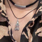 925 Sterling Silver Black Leather Cord Knot Mandali Choker Necklace