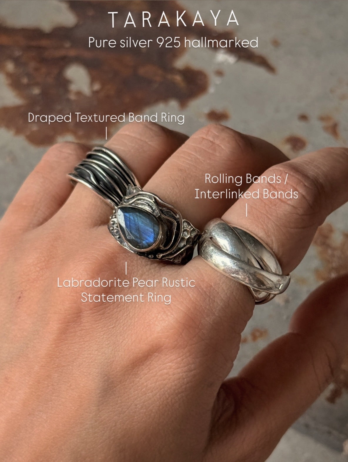 925 Sterling Silver Draped Textured Band Ring