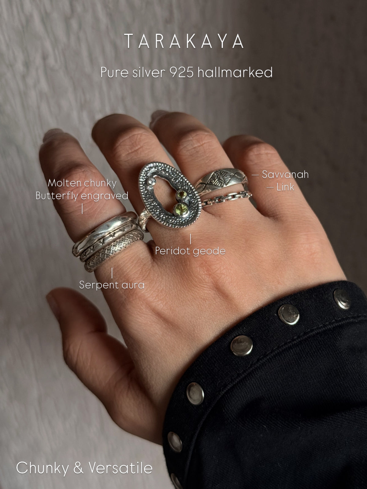 925 Sterling Silver Thin Link Stack Band Ring