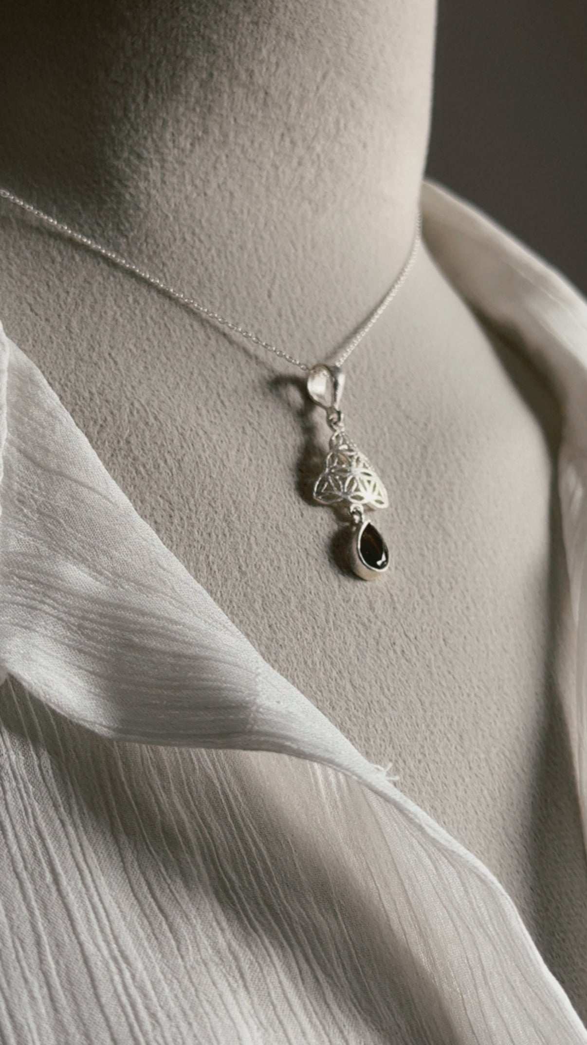 Smokey Quartz Celtic Knot 925 Sterling Silver Pendant