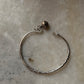 925 Sterling Silver Antique Hill Tribe Handcrafted Adjustable Kada With Hanging Charm