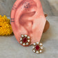 925 Sterling Silver Gold Plated Moissanite Polki Dyed Ruby Studs Earrings