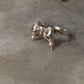 925 Sterling Silver 3D Pretty Boho Bow, 2 Shiny Pearls Ring