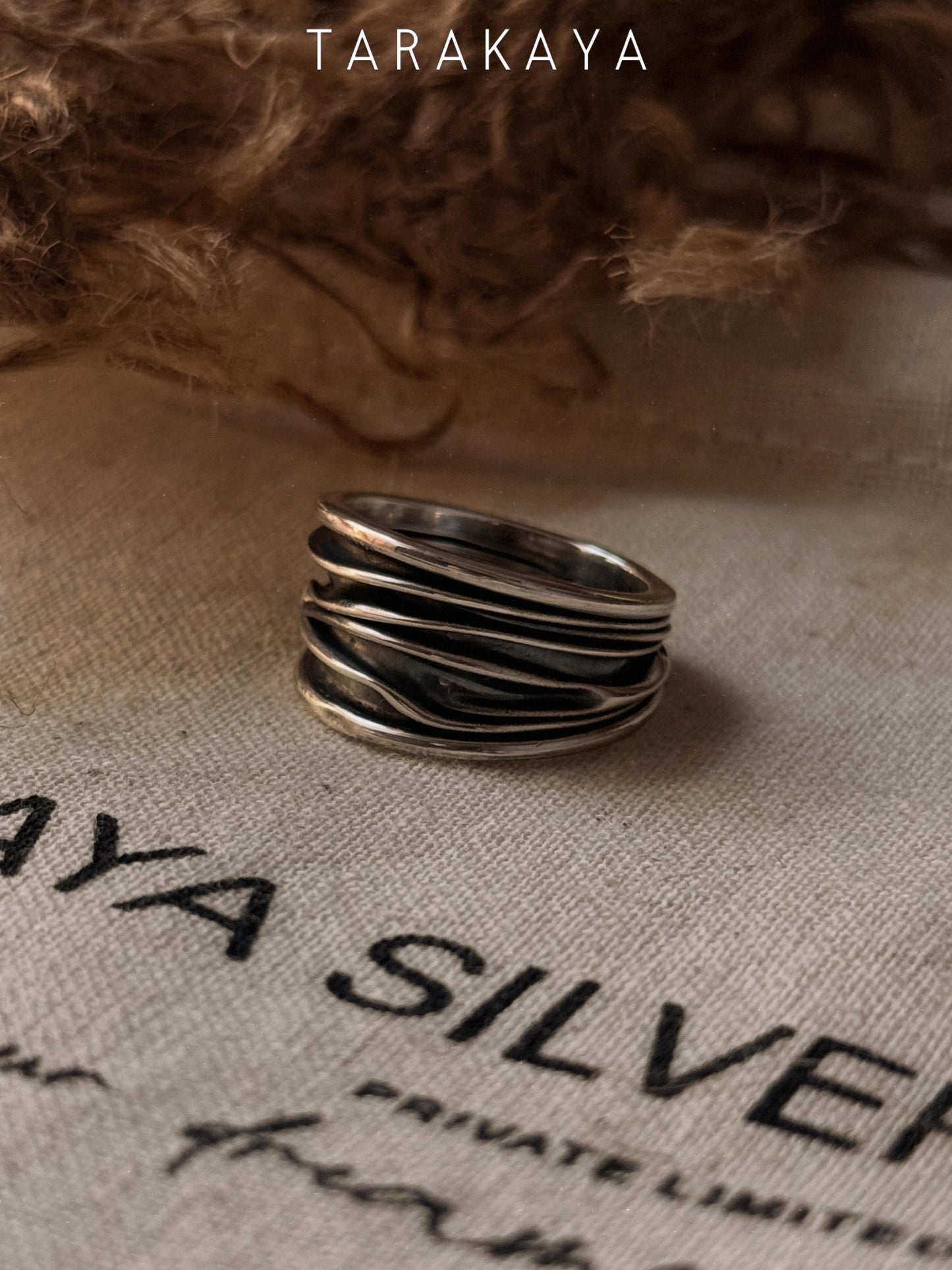 925 Sterling Silver Draped Textured Band Ring