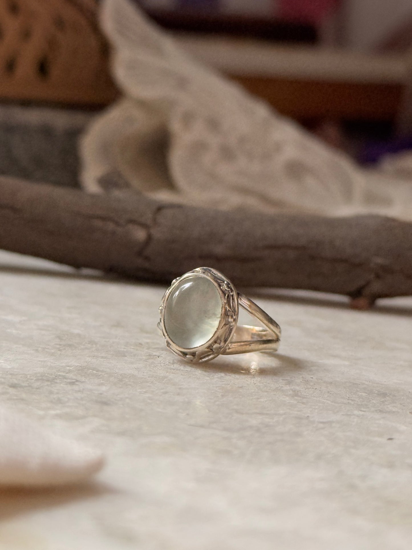 925 Sterling Silver Green Amethyst Boho Ring