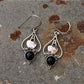 925 Sterling Silver Black Onyx Pear Leaf Rustic Hook Earrings