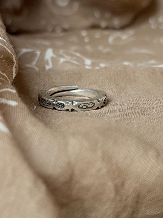 925 Sterling Silver Bohemian Hill Tribe Wild River Handcrafted Adjustable Ring