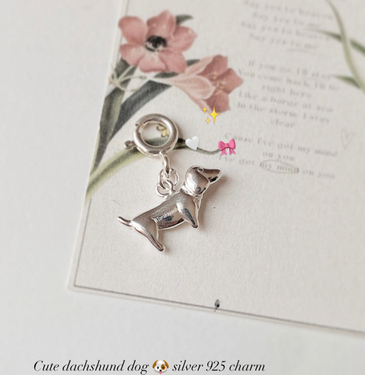 Dachshund dog 925 sterling silver charm  