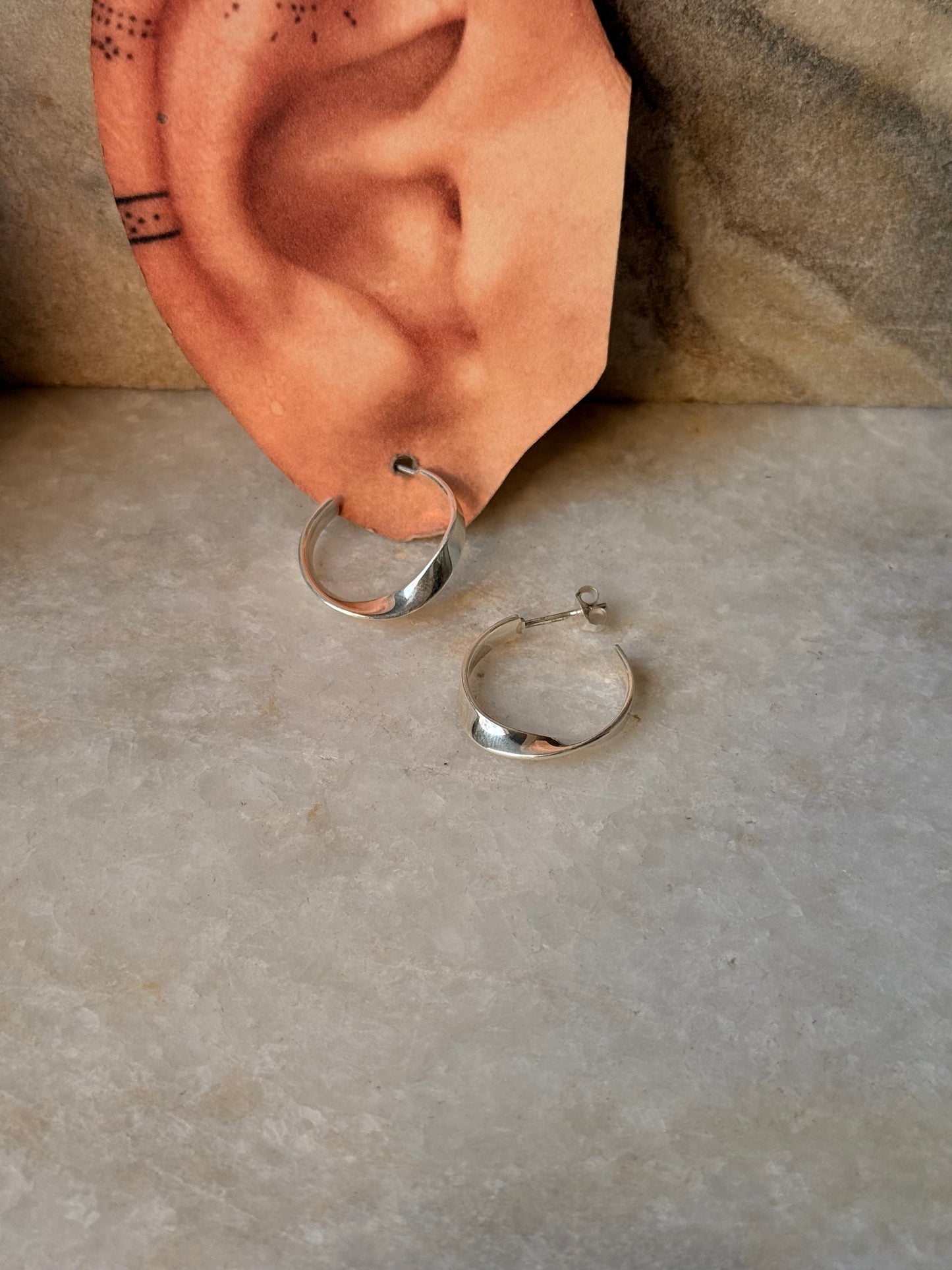 925 Sterling Silver Italian Twist Half Hoops