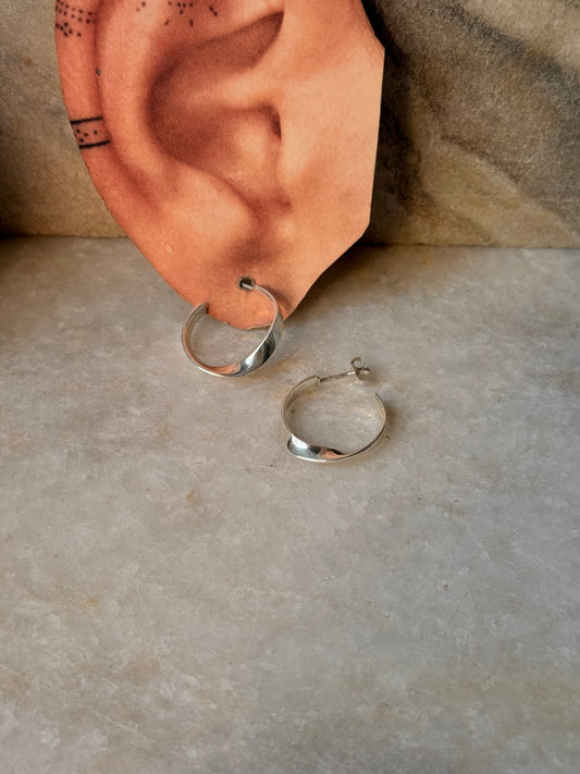 925 Sterling Silver Italian Twist Half Hoops