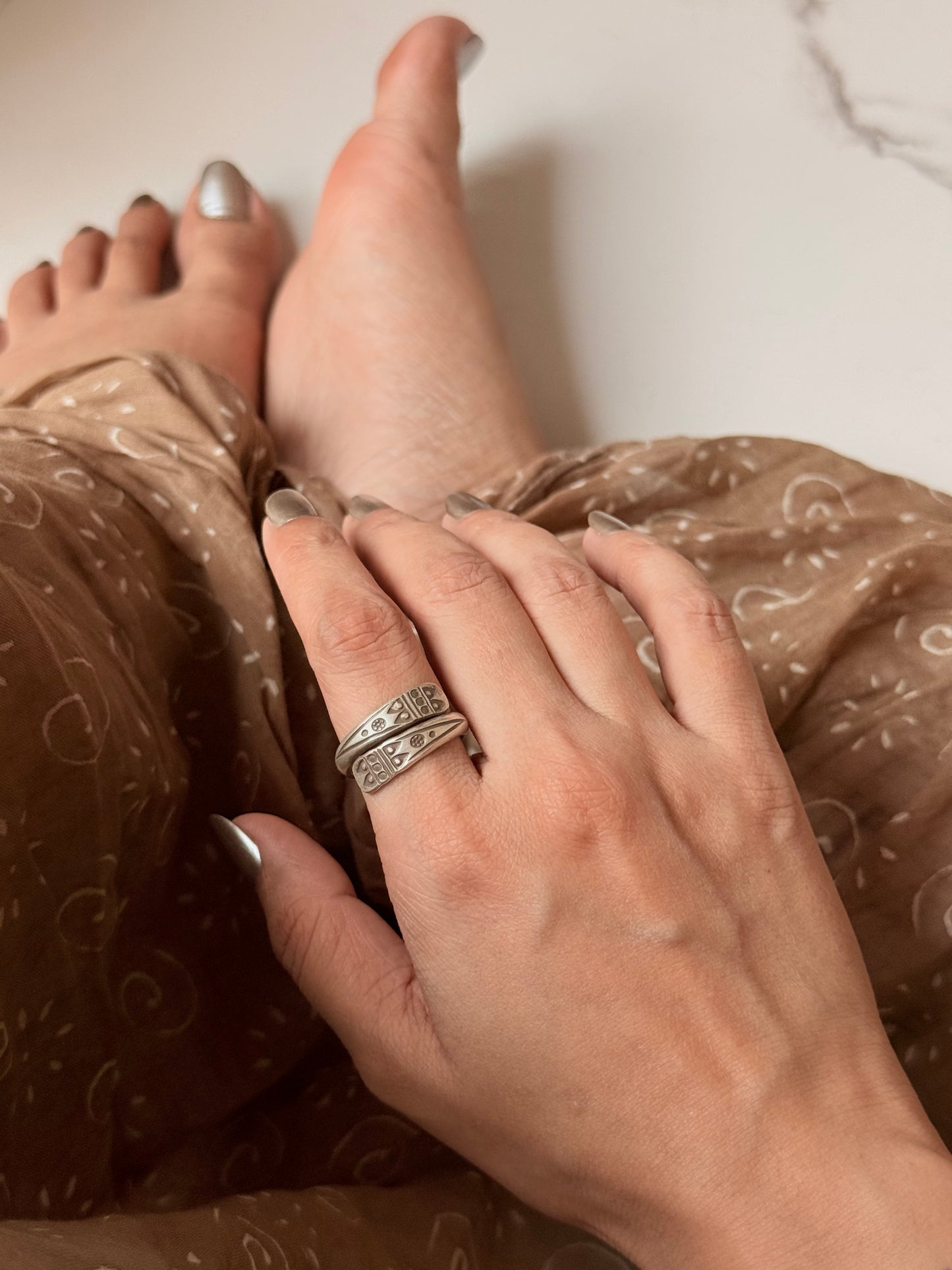 925 Sterling Silver Bohemian Hill Tribe Handcrafted Spirit Trail Adjustable Ring