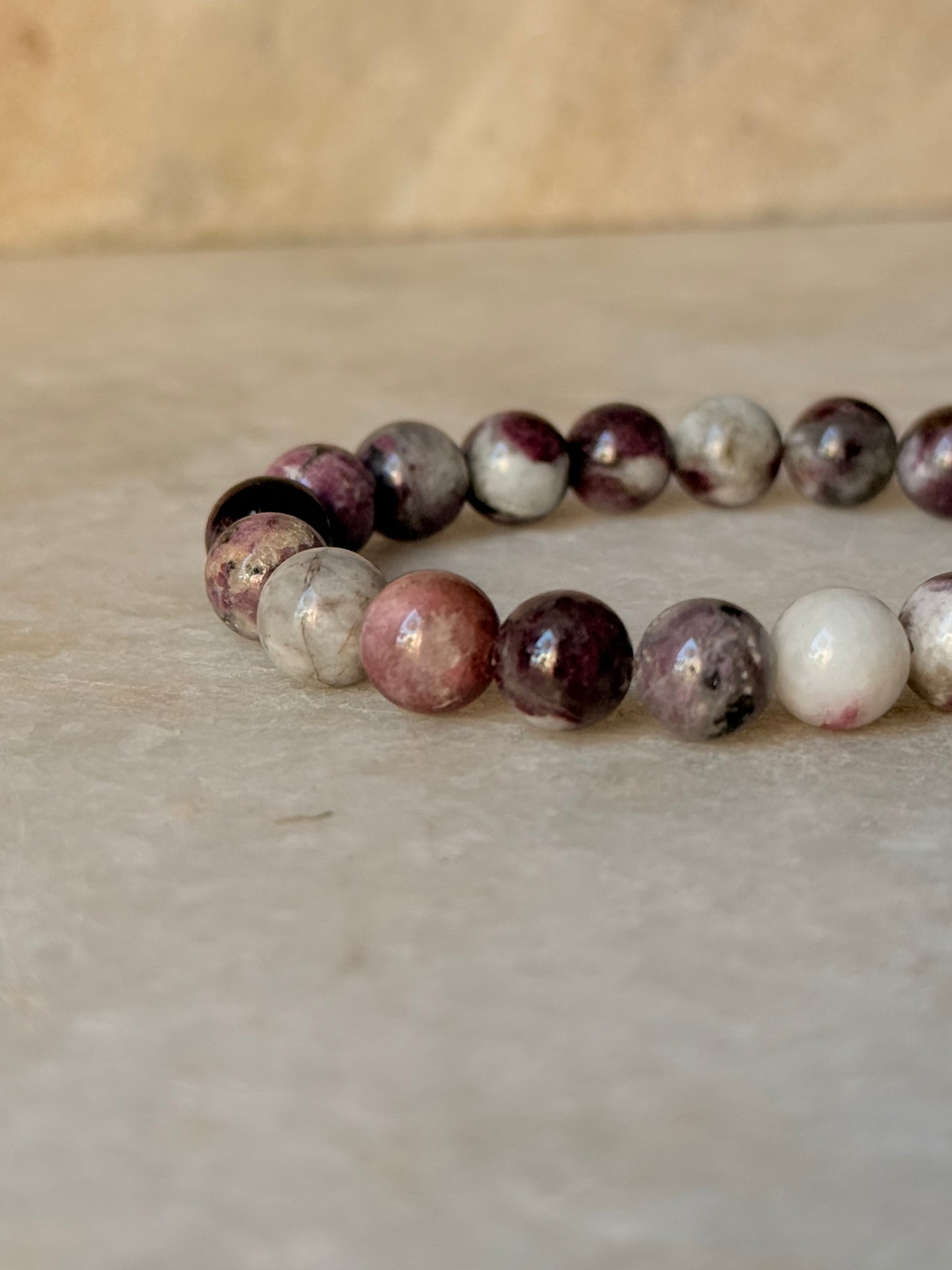 Natural Crystal AA Pink Tourmaline 8mm Bracelet