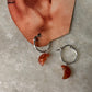 925 Sterling Silver Shiny Sunstone Crystal Moon Carved Charm Italian Hoops