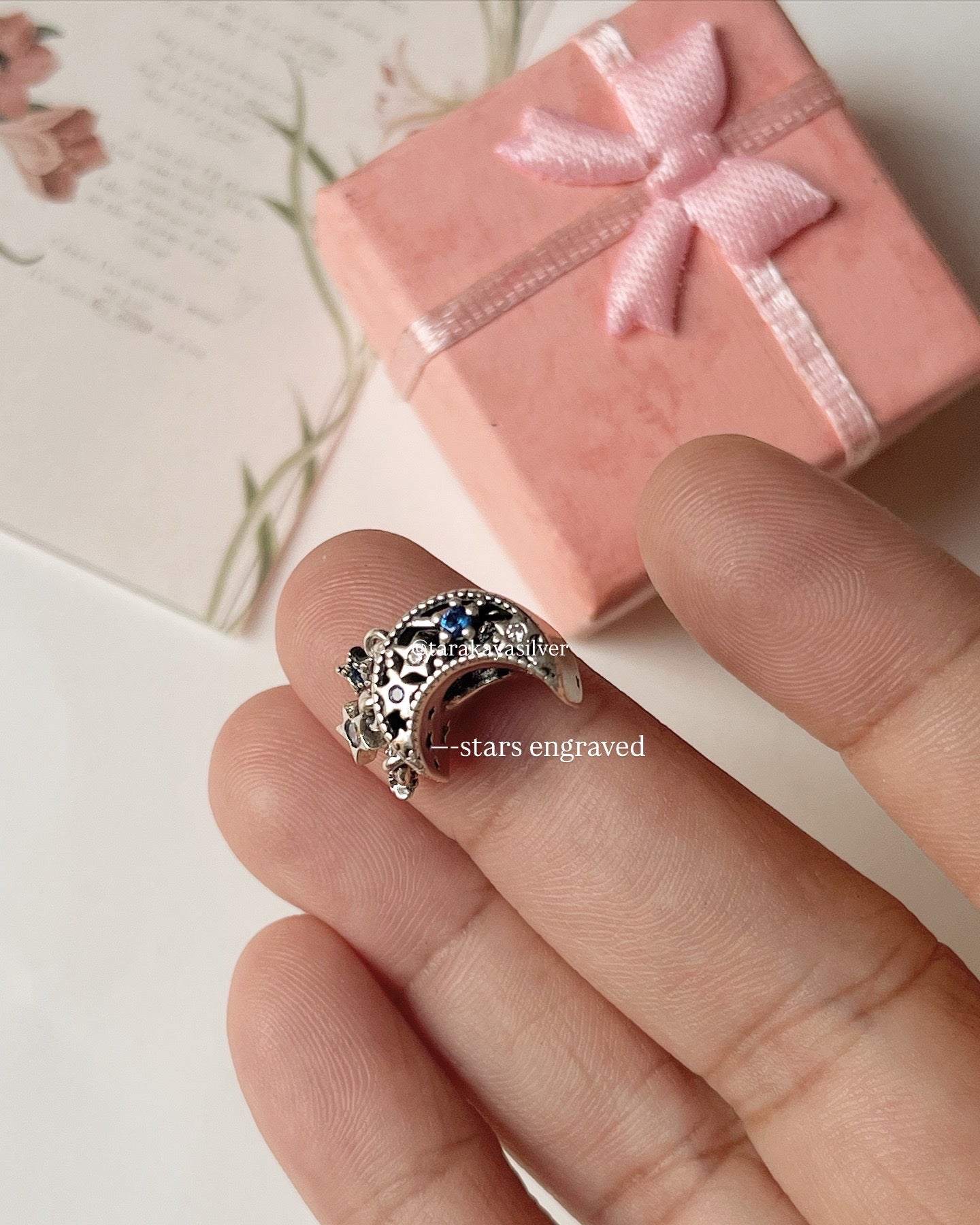 Pandora-style charm featuring crescent moon, stars, and dreamcatcher in 925 silver  
