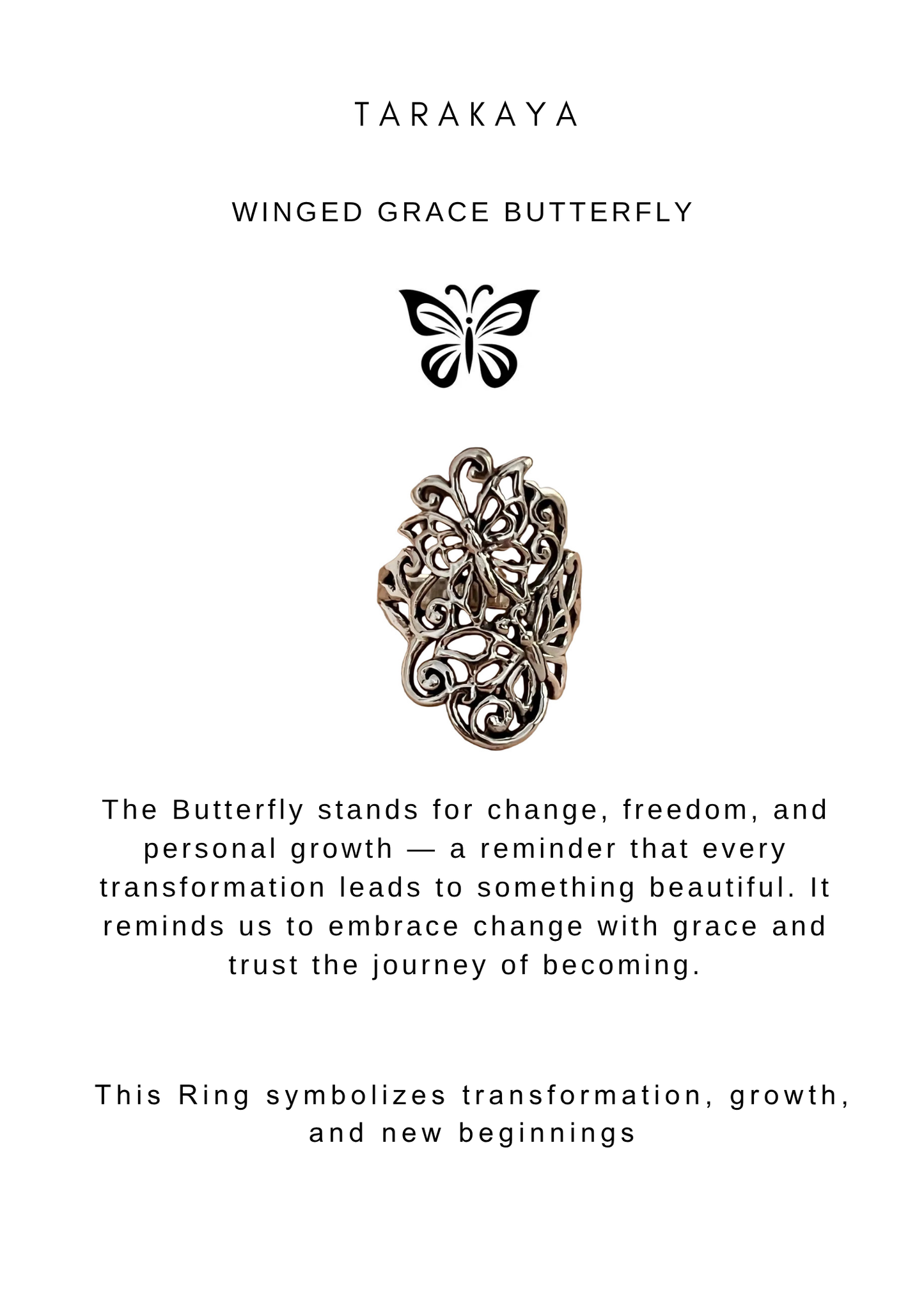 925 Sterling Silver Butterflies Motif Ring
