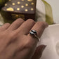 Silver Ring with Double Marquise Black Onyx Stones