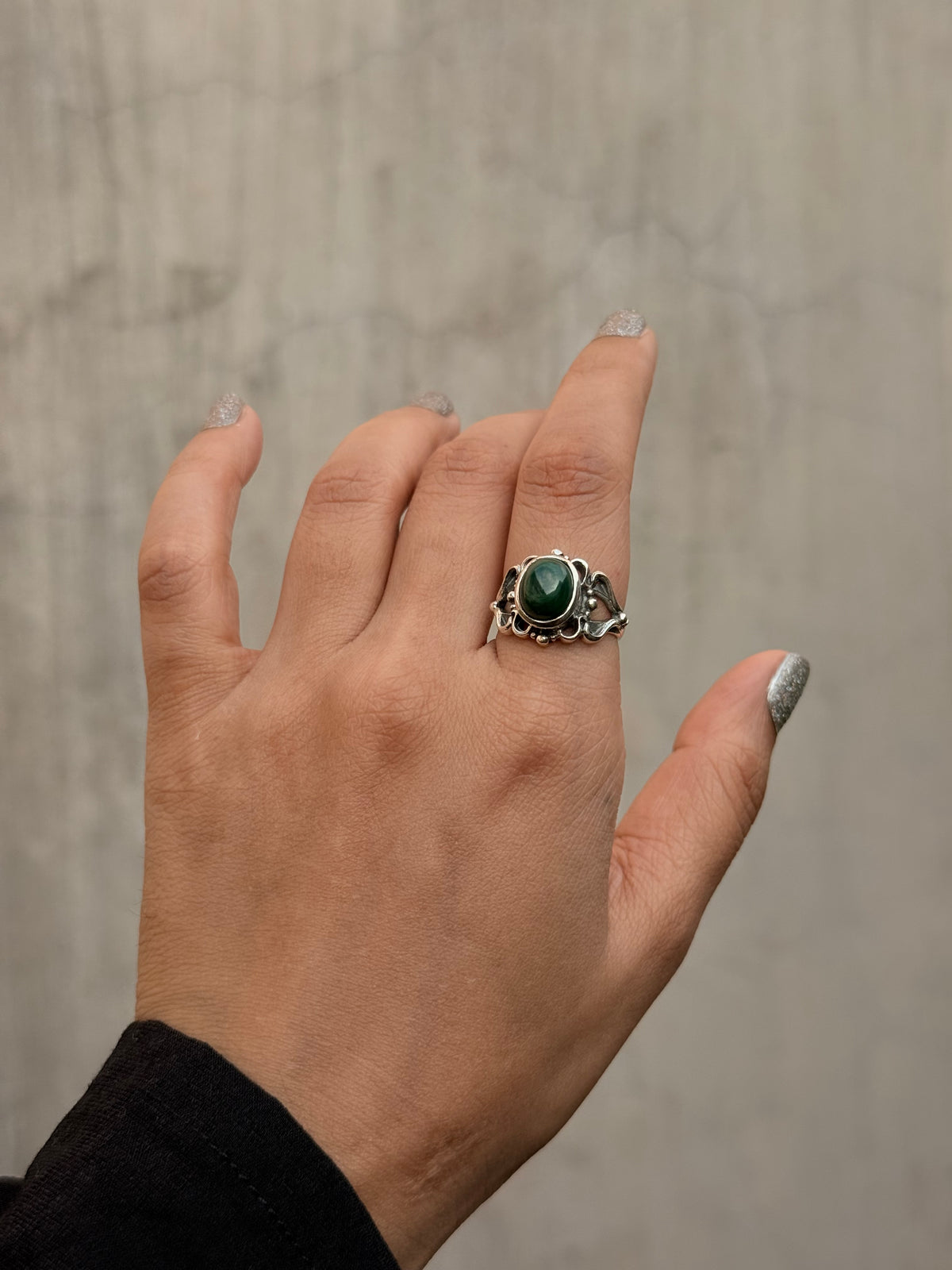 925 Sterling Silver Malachite Boho Statement Ring