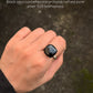 925 Sterling Silver Black Onyx Square Prong Contemporary Style Ring