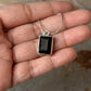 925 Sterling Silver Black Onyx Rectangle Unisex Pendant