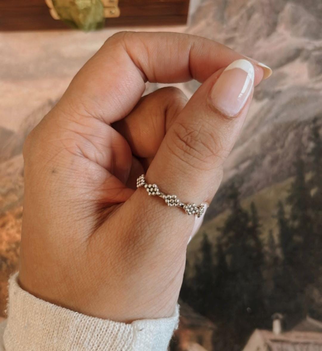 Raavy Tribal Stack Ring with Silver Detailing