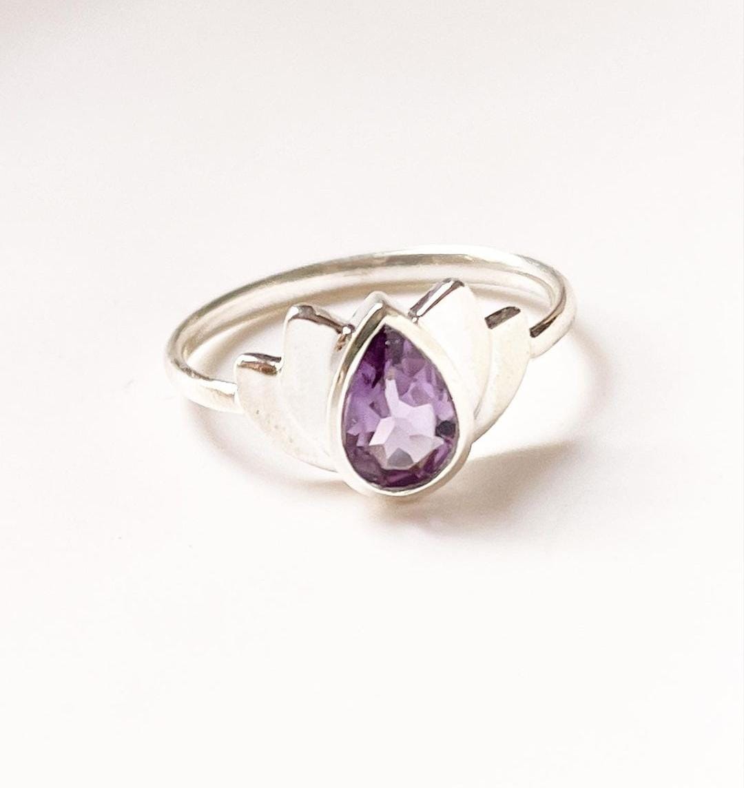 Amethyst Divine Lotus Silver Ring