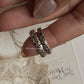 Handcrafted silver stack rings with vintage motif design  