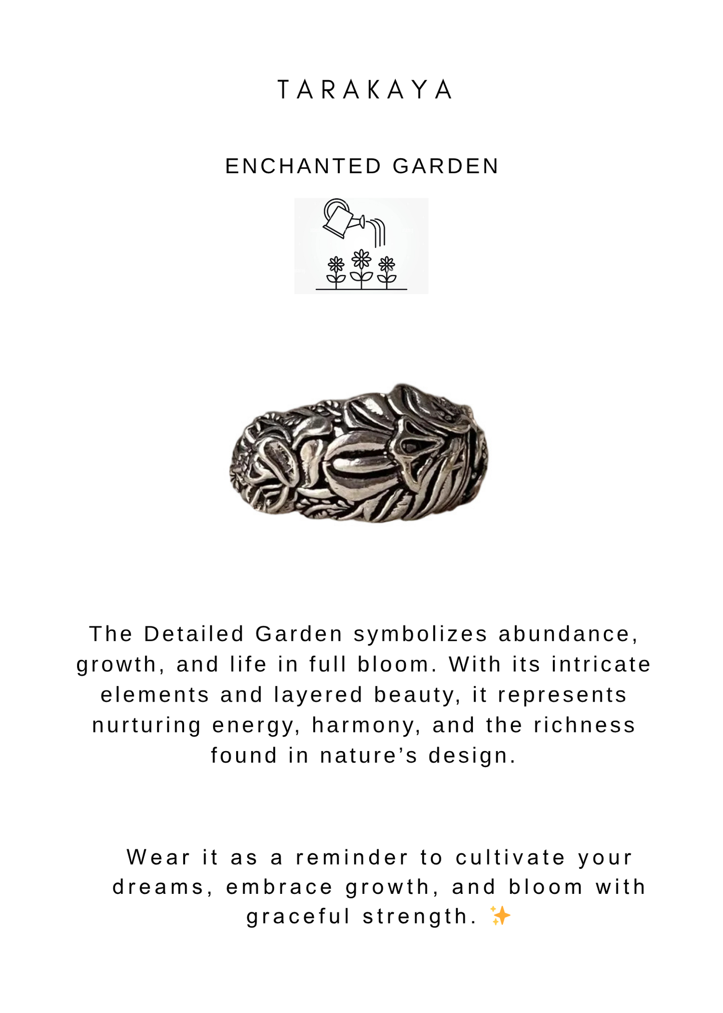 925 Sterling Silver Detailed Garden Motif Boho Adjustable Ring