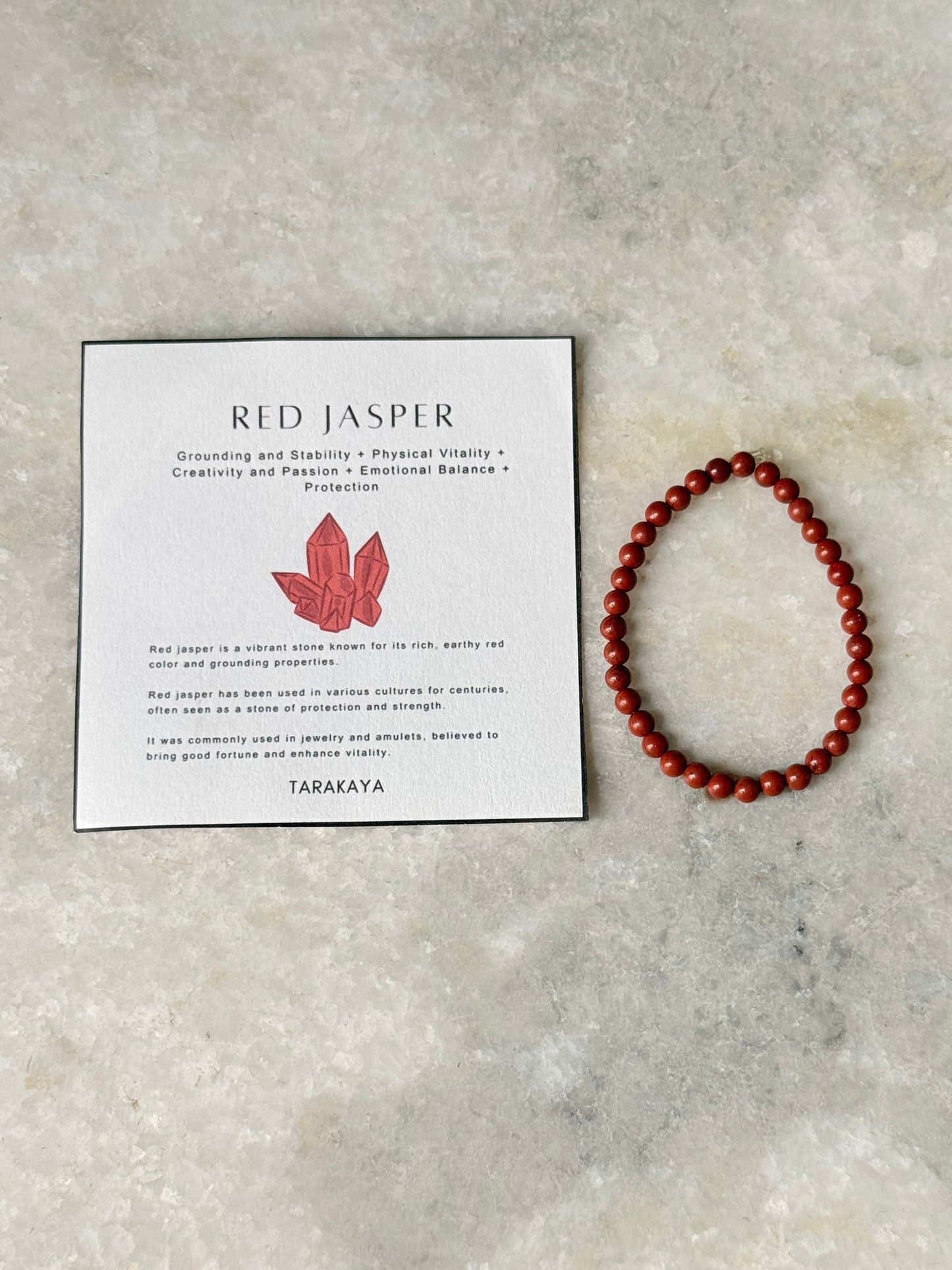 Natural Crystal Red Jasper 4mm Bracelet