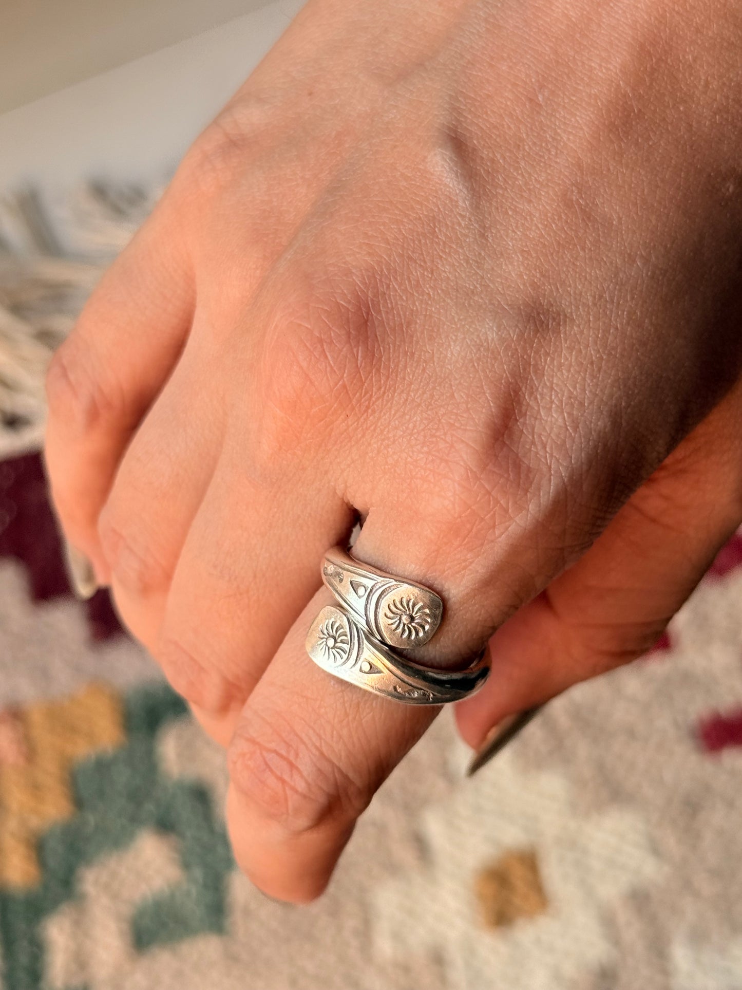 925 Sterling Silver Bohemian Hill Tribe Handcrafted Adjustable Ring