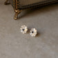 925 Sterling Silver Mother of Pearl Flower Carved - Black Spinel Round Studs- 2 in 1