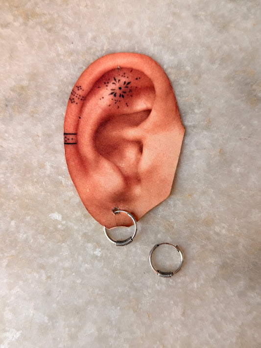 925 Sterling Silver Oxidised Wire Wrap Hoops