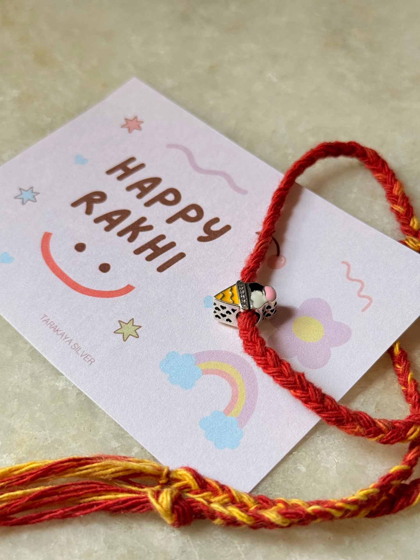 925 Sterling Silver Ice Cream Cone - Reusable as Pendant Handcrafted Rakhi