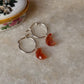 925 Sterling Silver Shiny Sunstone Crystal Moon Carved Charm Italian Hoops