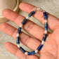 925 Sterling Silver Lapis Lazuli Flat Tube Crystal Fresh Water Pearls Bracelet