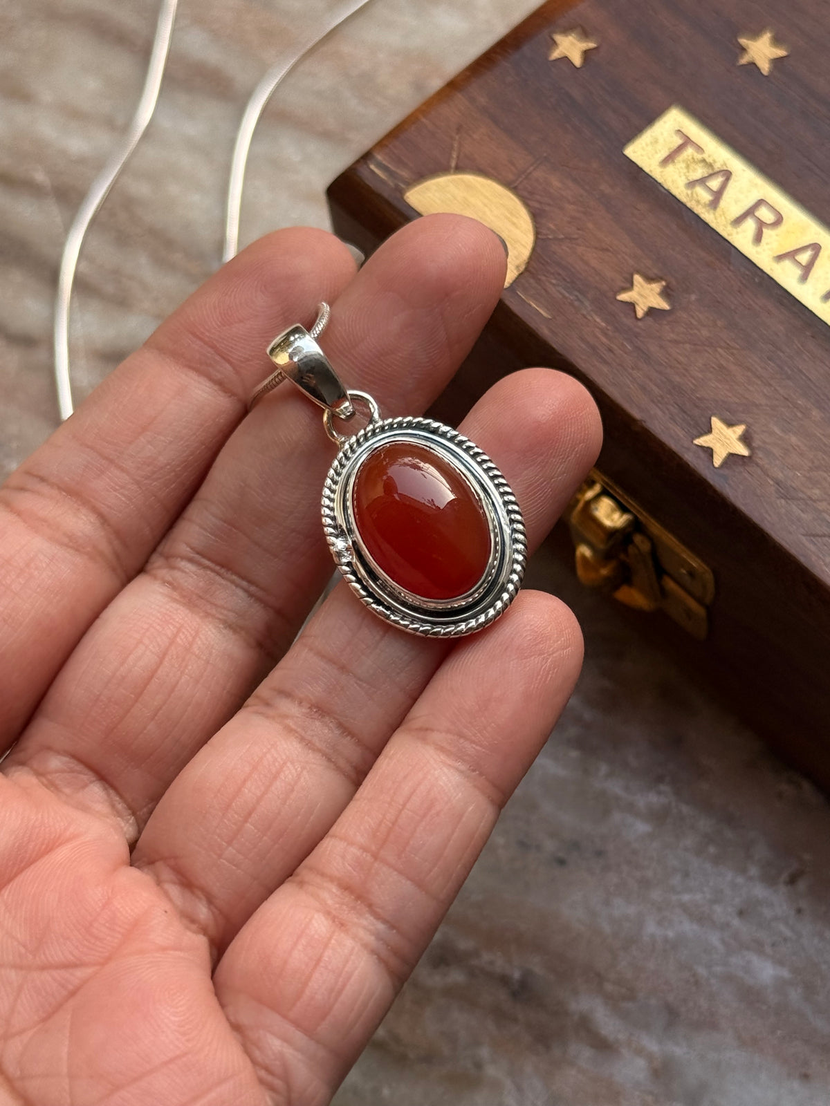 925 Sterling Silver Carnelian Oval Handcrafted One of a Kind Statement Pendant