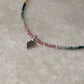 925 Sterling Silver Multi Tourmaline 2mm Tribal Rawa Charm & Silver Balls Necklace