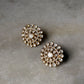 925 Sterling Silver Gold Plated Antique Moissanite Polki Earrings with intricate round designs