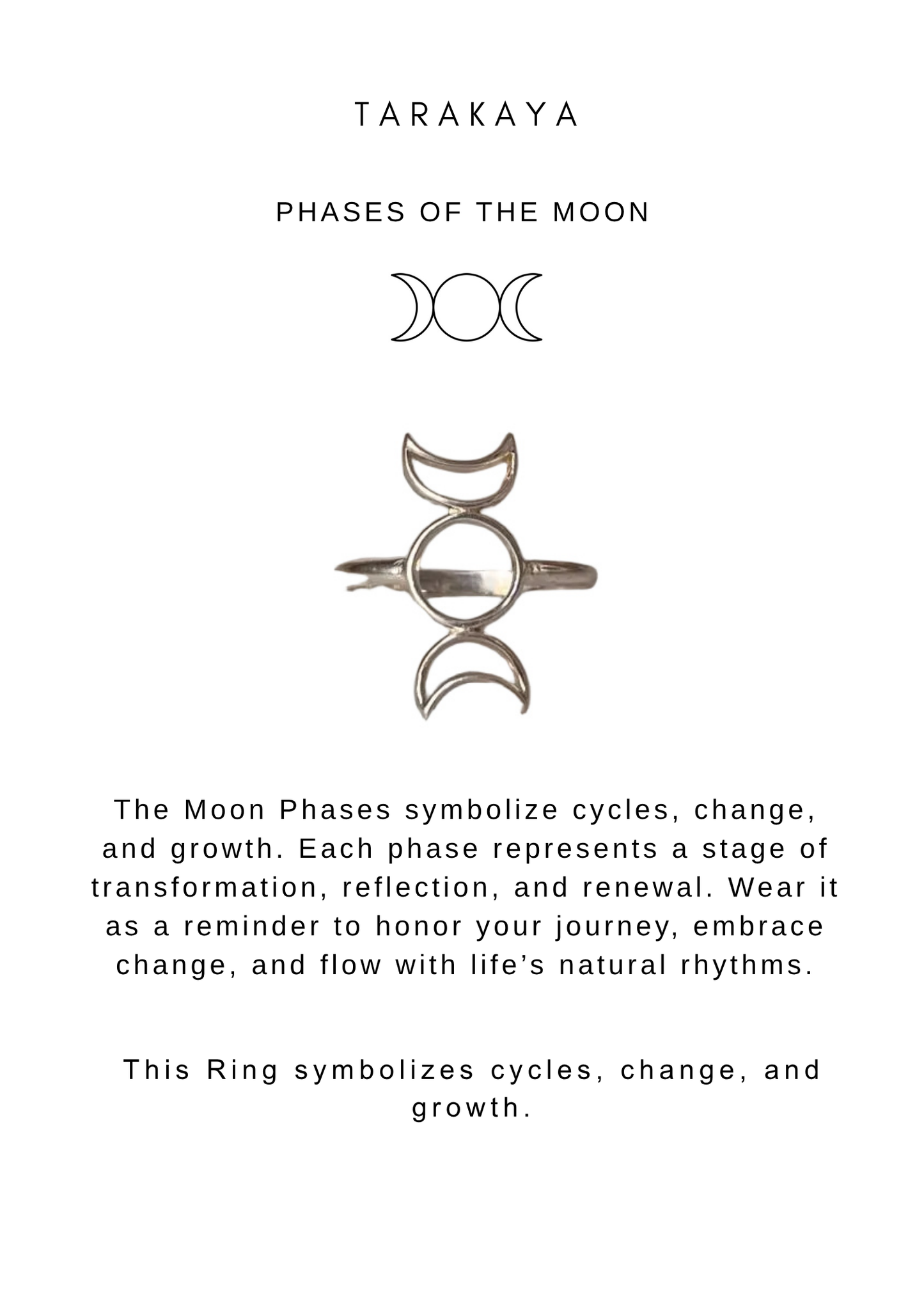 925 Sterling Silver Triple Goddess - Boho Moon Phases Minimal Ring