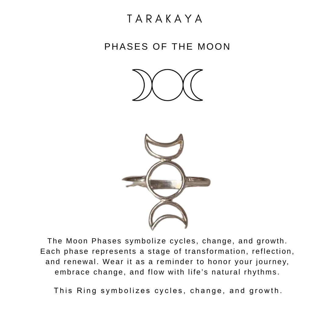 925 Sterling Silver Triple Goddess - Boho Moon Phases Minimal Ring