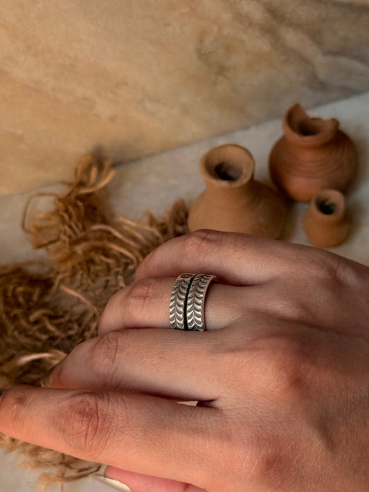 925 Sterling Silver Bohemian Hill Tribe Handcrafted Adjustable Ring