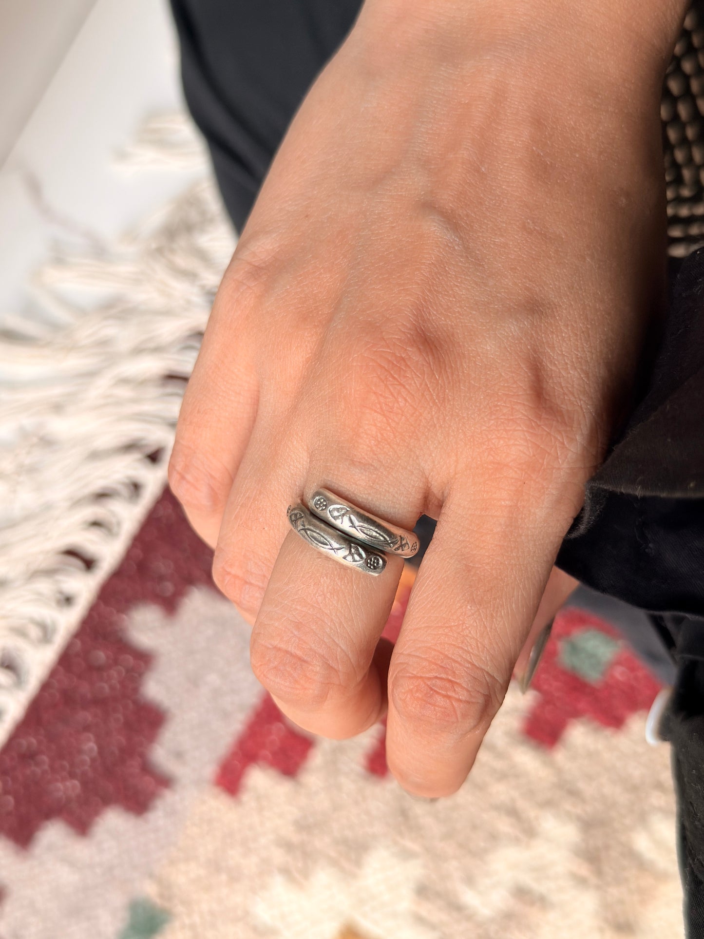925 Sterling Silver Bohemian Hill Tribe Handcrafted Adjustable Ring