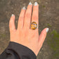 925 Sterling Silver Tiger Eye Oval Boho Statement Ring